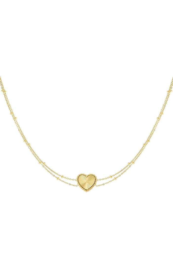 Ketting hart met bolletjes goud