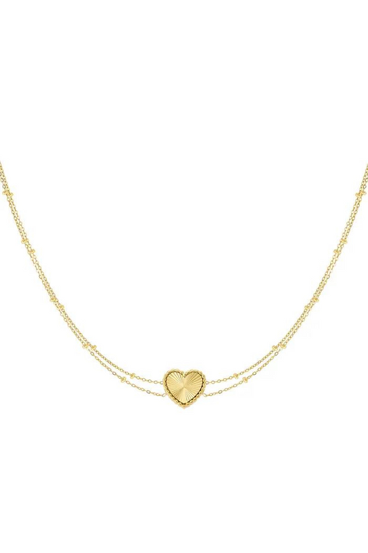 Ketting hart met bolletjes goud