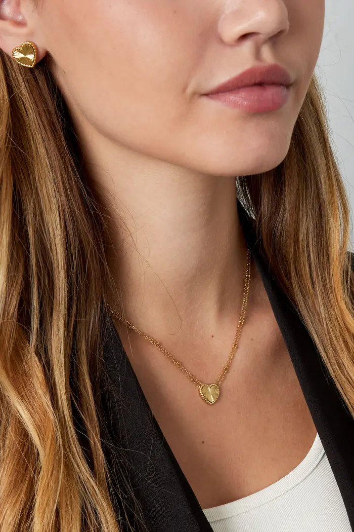 Ketting hart met bolletjes goud